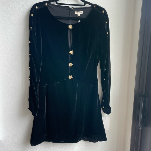 For Love & Lemons Velvet Bumble Bee Dress - Picture 1 of 5